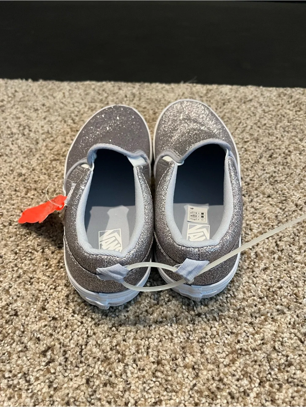 Vans Kids Silver Slip-On Glitter Shoes